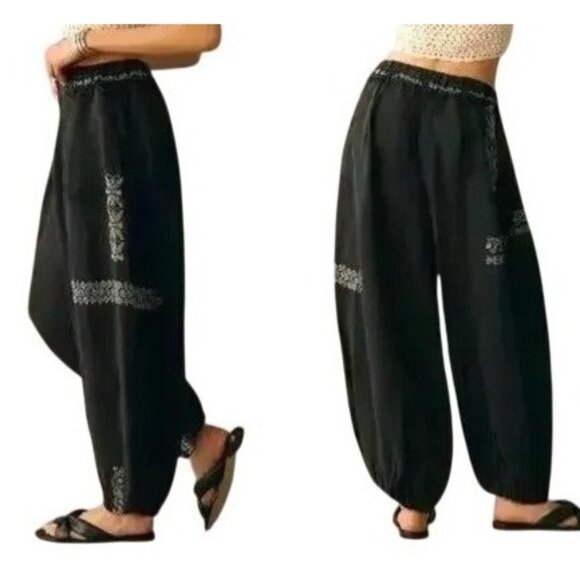 Anthropologie Pants - Anthropologie Womens XS Black Vintage Wash Embroidered Parachute Pants
